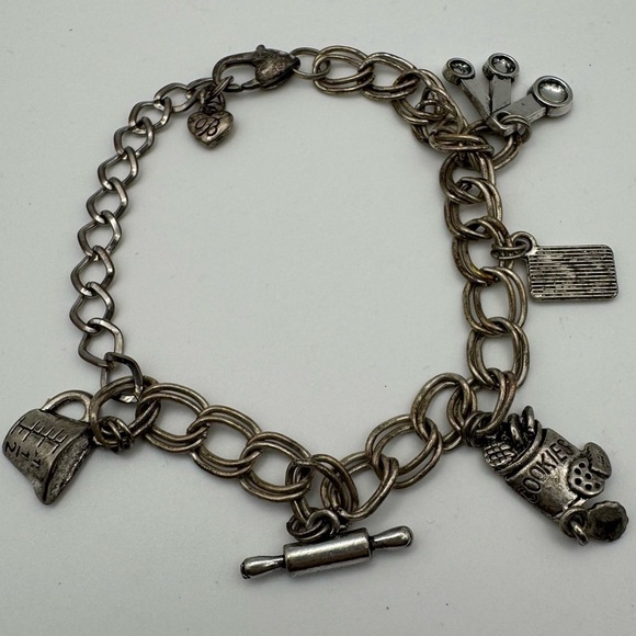 Brighton Charm Silver Bracelet Baking Cooking Muffin Rolling Pin Cookies - Picture 2 of 9